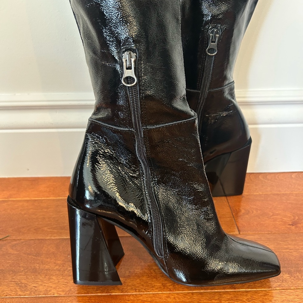 L'INTERVALLE Black Patent Over-the-Knee Boots - Picture 9 of 13